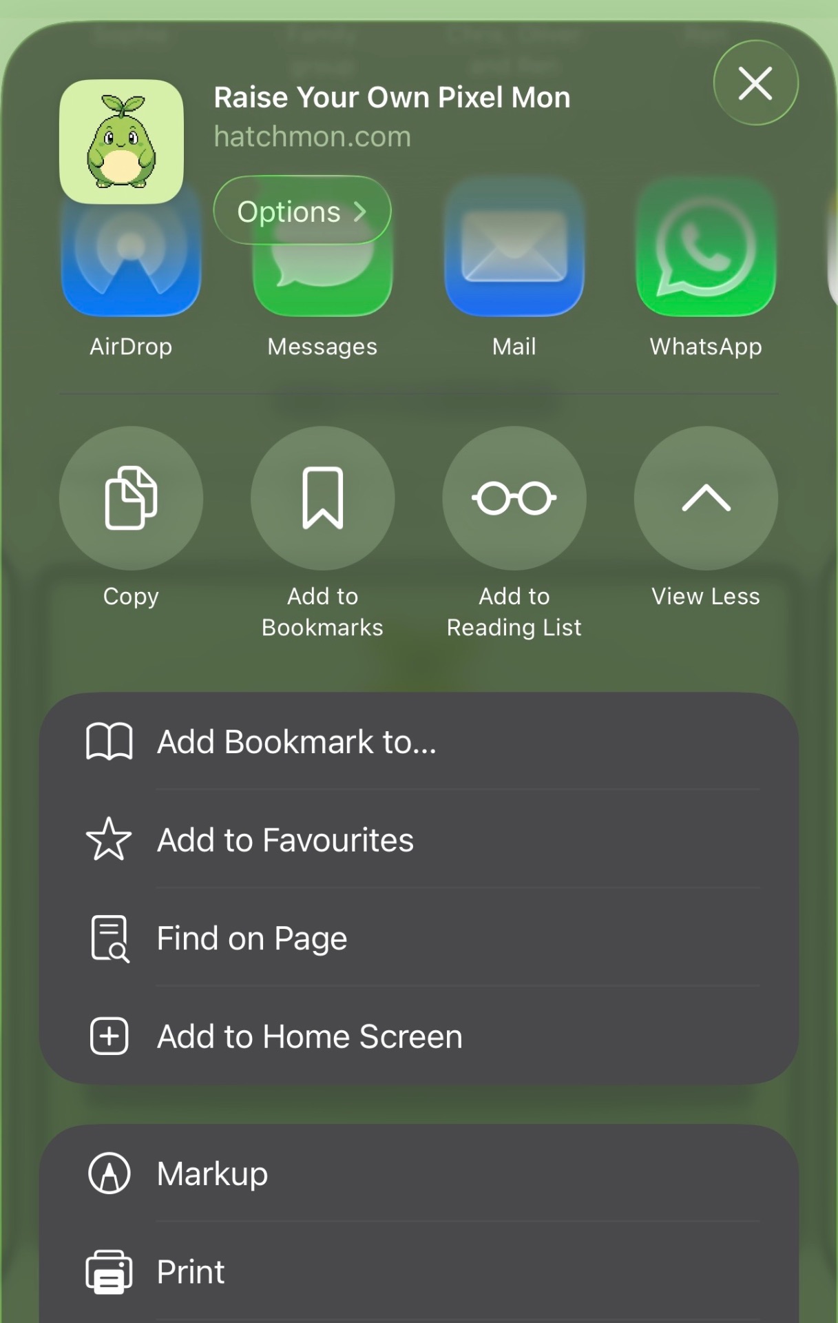 iPhone share sheet with the Add to Home Screen option highlighted